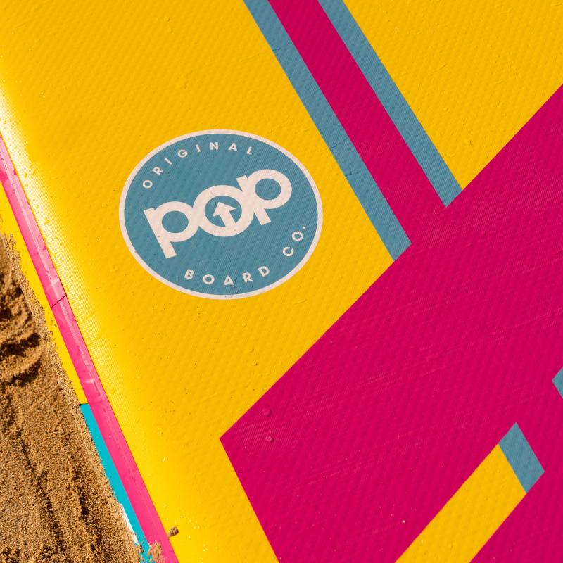POP Board Co 11' Yacht Hopper Paddle Board Inflatable SUP - Turquoise/Pink/Yellow EVA traction
