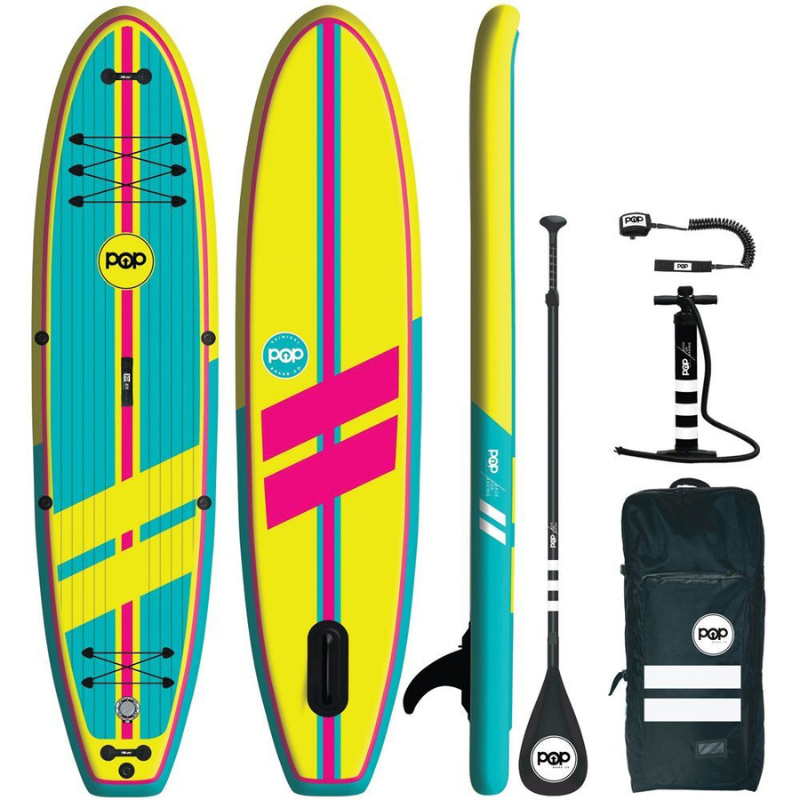 POP Board Co 11' Yacht Hopper Paddle Board Inflatable SUP - Turquoise/Pink/Yellow