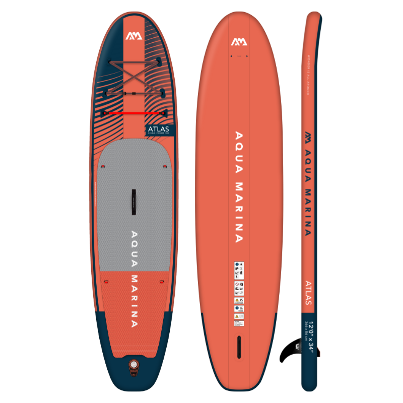 Aqua Marina 12’0” Atlas 2023 Inflatable Paddle Board All-Around-Advanced front side back view