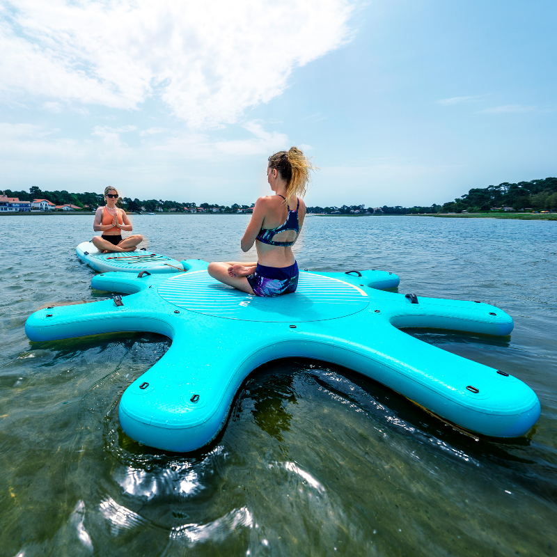 Aqua Marina 9'6" Yoga Dock 2023 Fitness Inflatable SUP in action
