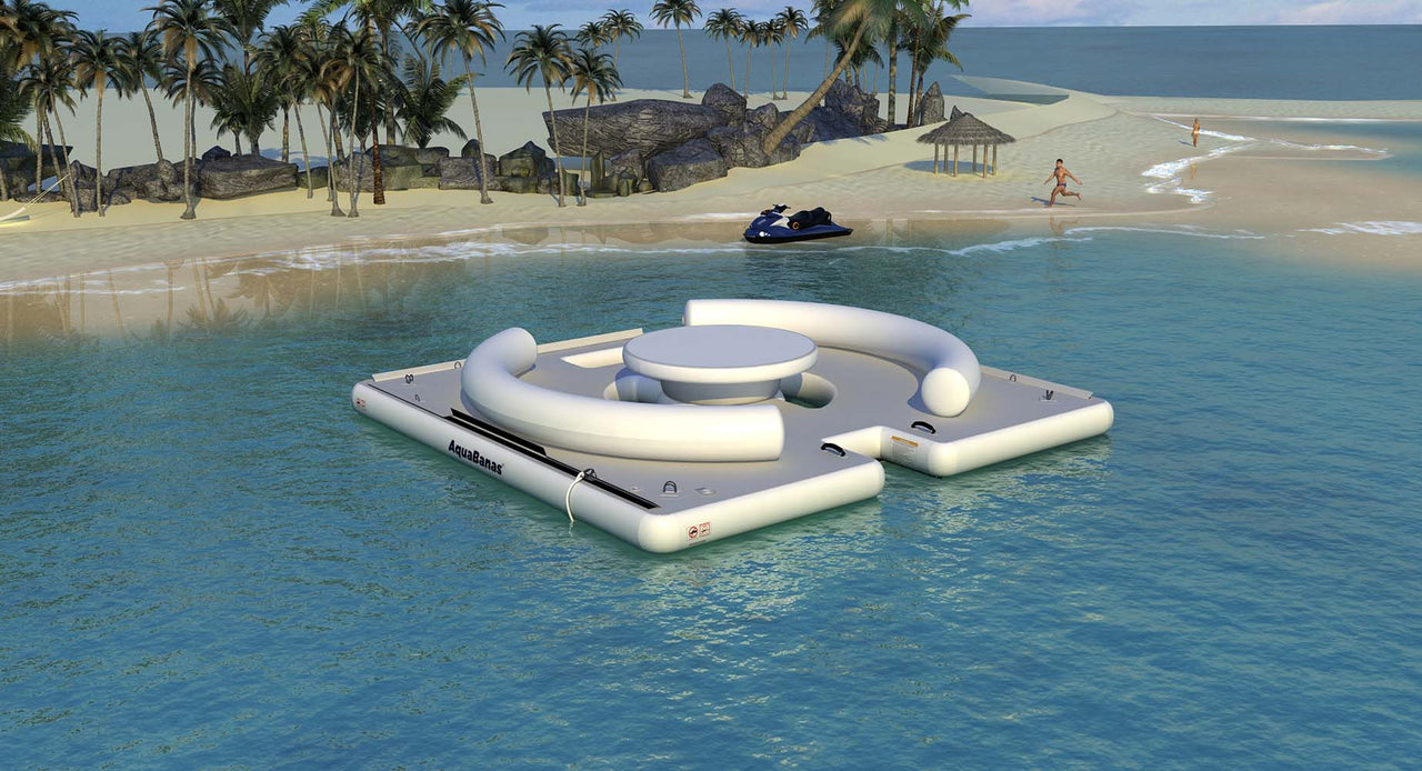 AquaBanas Floating Party Dock Island Inflatable Platform with Bana Tent - Good Wave