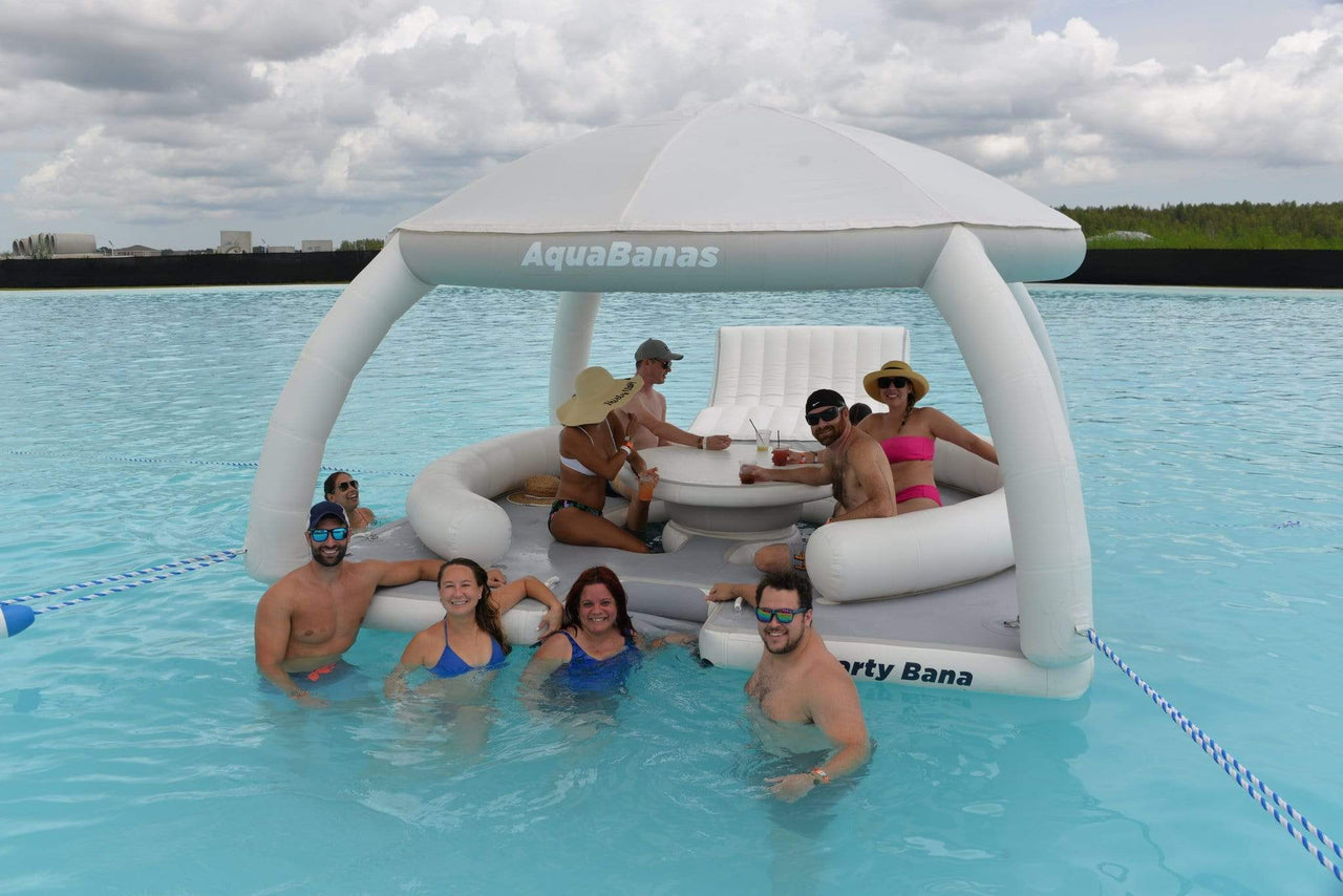 AquaBanas Floating Party Dock Island Inflatable Platform with Bana Tent - Good Wave