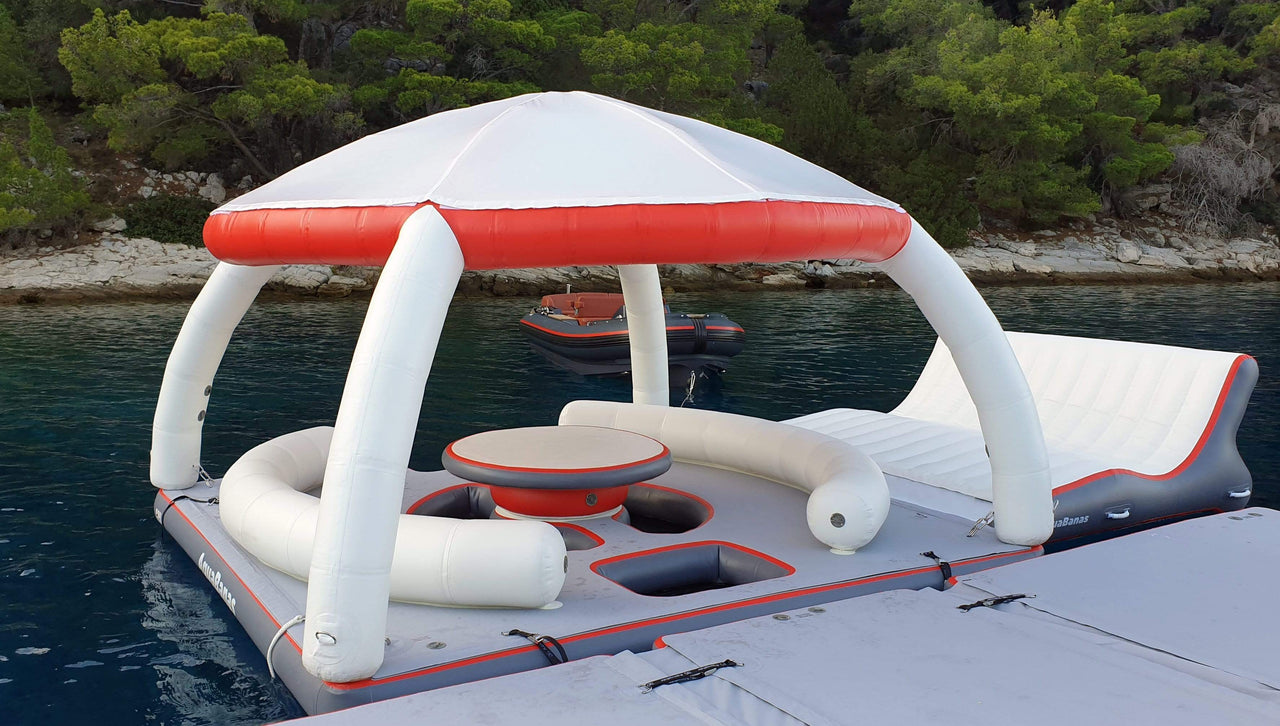 AquaBanas Floating Party Dock Island Inflatable Platform with Bana Tent - Good Wave