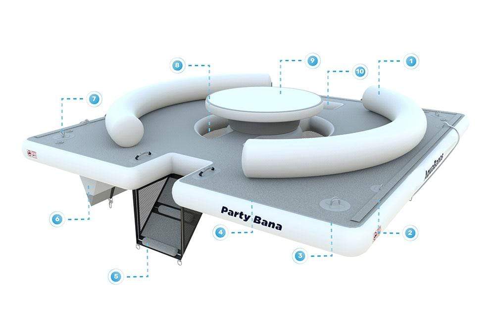 AquaBanas Floating Party Dock Island Inflatable Platform with Bana Tent - Good Wave