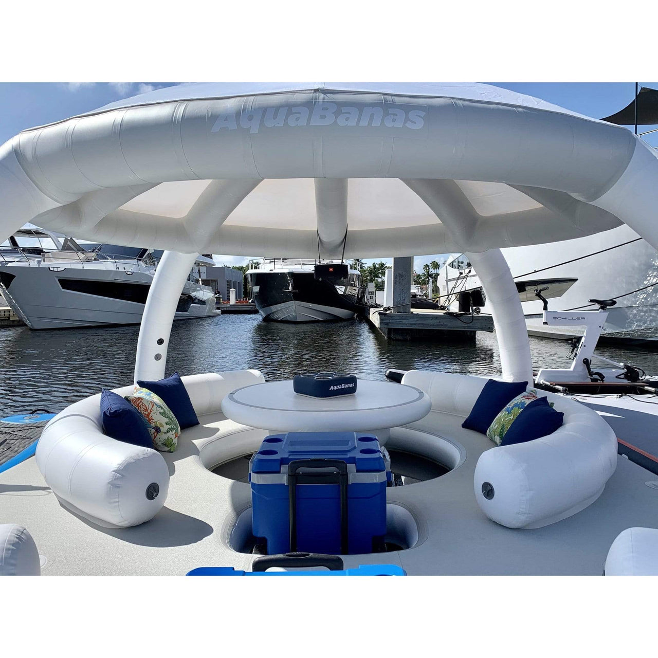 AquaBanas Floating Party Dock Island Inflatable Platform with Bana Tent - Good Wave