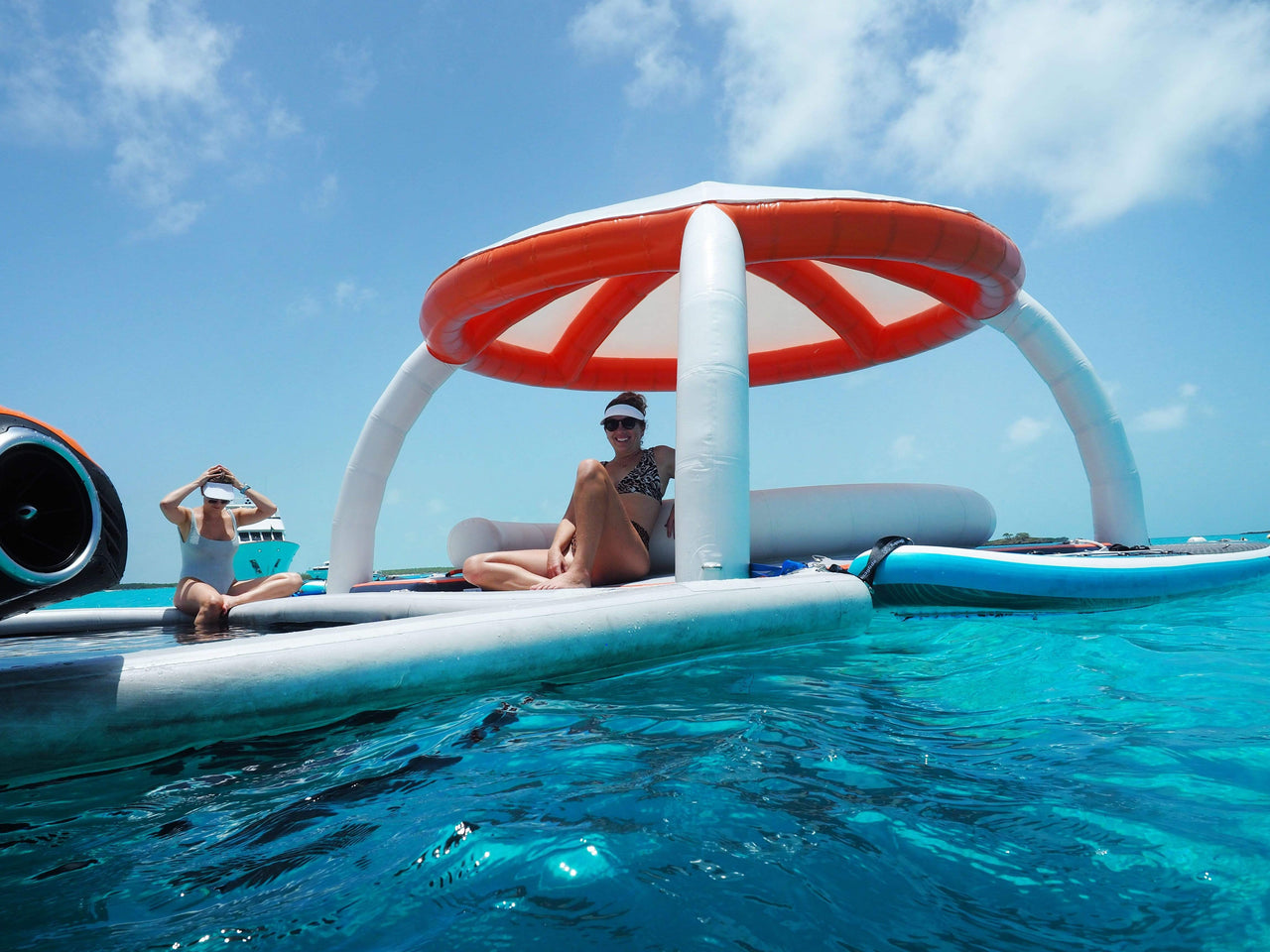 AquaBanas Floating Party Dock Island Inflatable Platform with Bana Tent - Good Wave