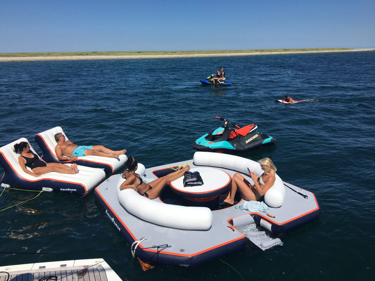 AquaBanas Floating Party Dock Island Inflatable Platform with Bana Tent - Good Wave