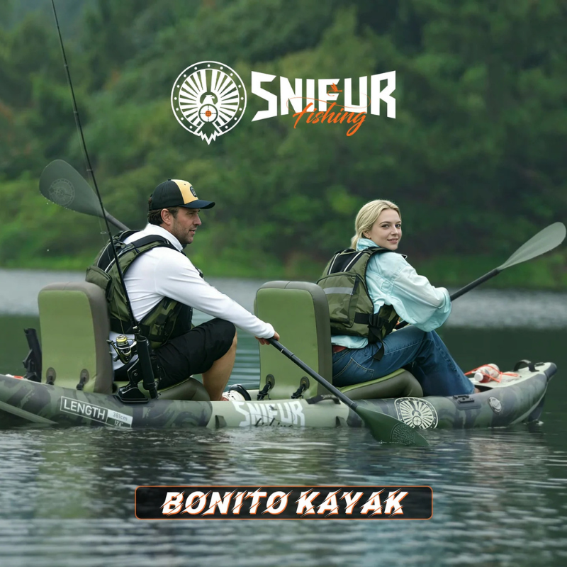 2 Person on Funwater Silent North Bonito 12’6” Inflatable Tandem Fishing Kayak