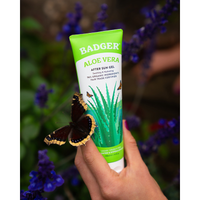 Thumbnail for A Person holding a Badger 4 oz Aloe Vera After Sun Gel - Unscented
