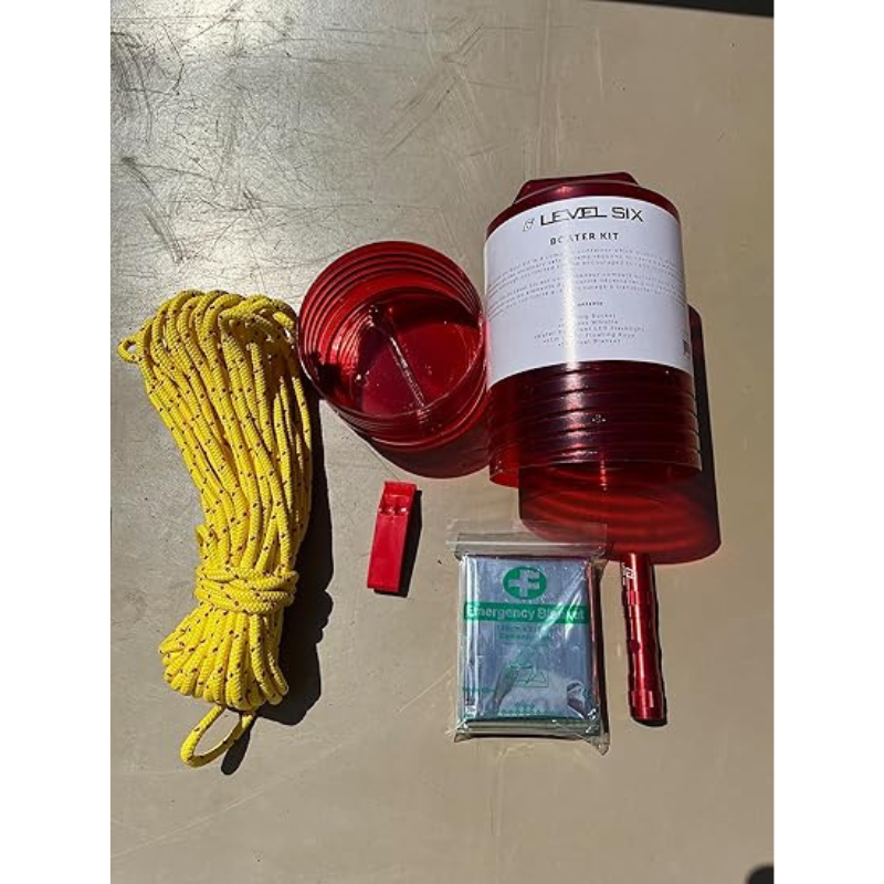 All the items in a Level Six Compact Boater Safety Kit