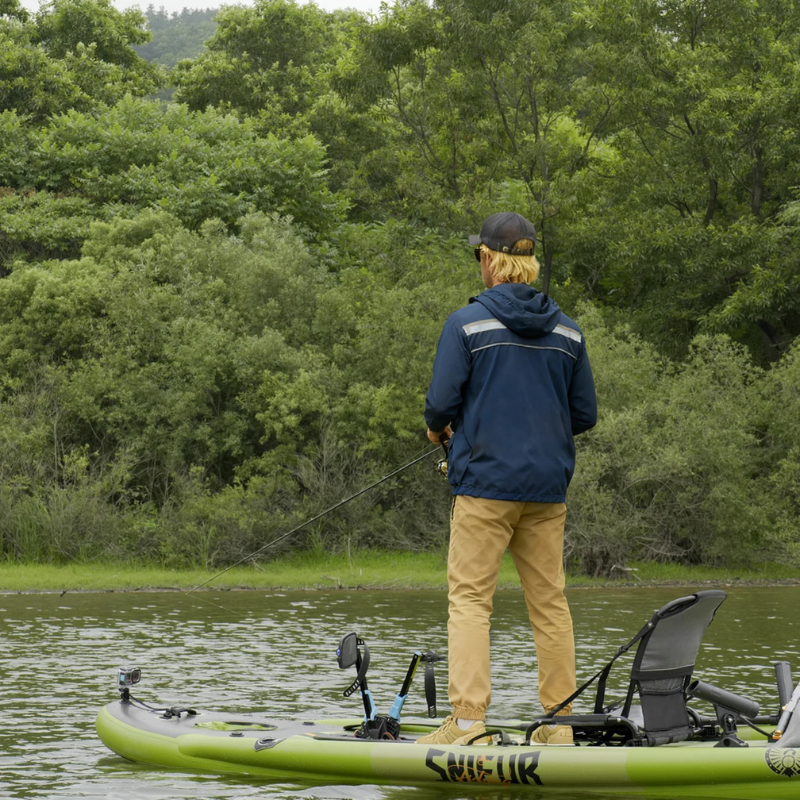 A man fishing on a Funwater Trevally 12' Inflatable SUP-Yak Hybrid Fishing Kayak