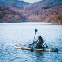 Thumbnail for A man on a Funwater Silent North Bonito 12’6” Inflatable Tandem Fishing Kayak