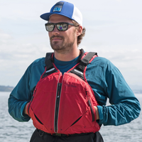 Thumbnail for A man wearing Old Town Solitude II Men's Foam Life Jacket - Red