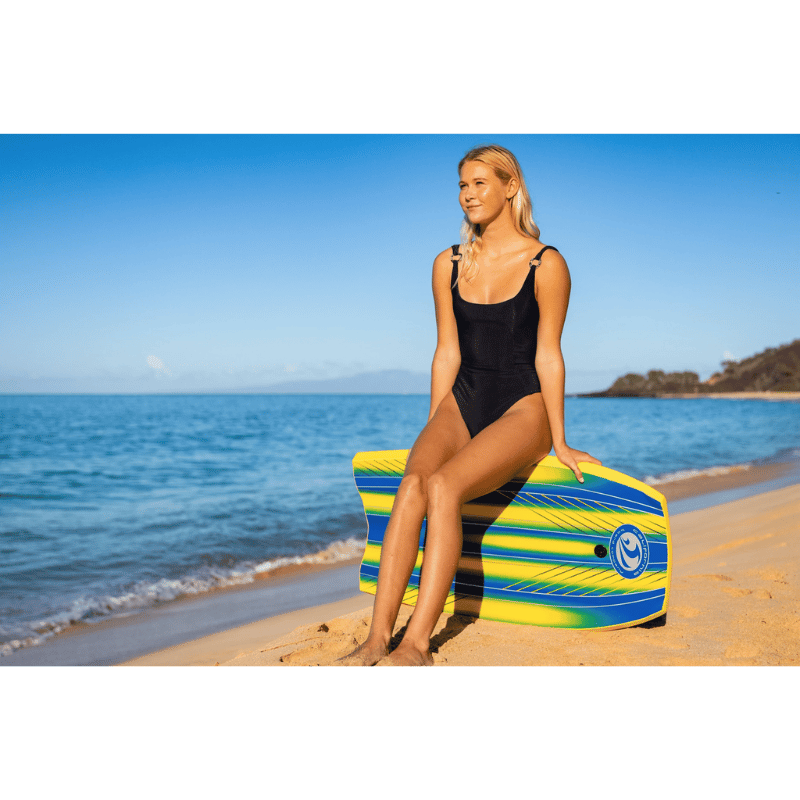An Woman sitting on a CBC 42" Elite Bodyboard