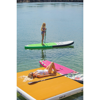 Thumbnail for An woman relaxing near POP Board Co 10’6” Royal Hawaiian Stand Up Paddle Board - Pink/Black - Good Wave