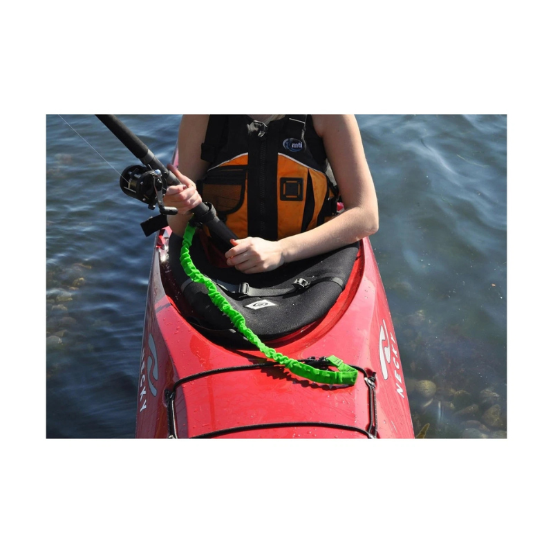 A person usning Seattle Sports Multi‑Leash for Paddles and Fishing Poles