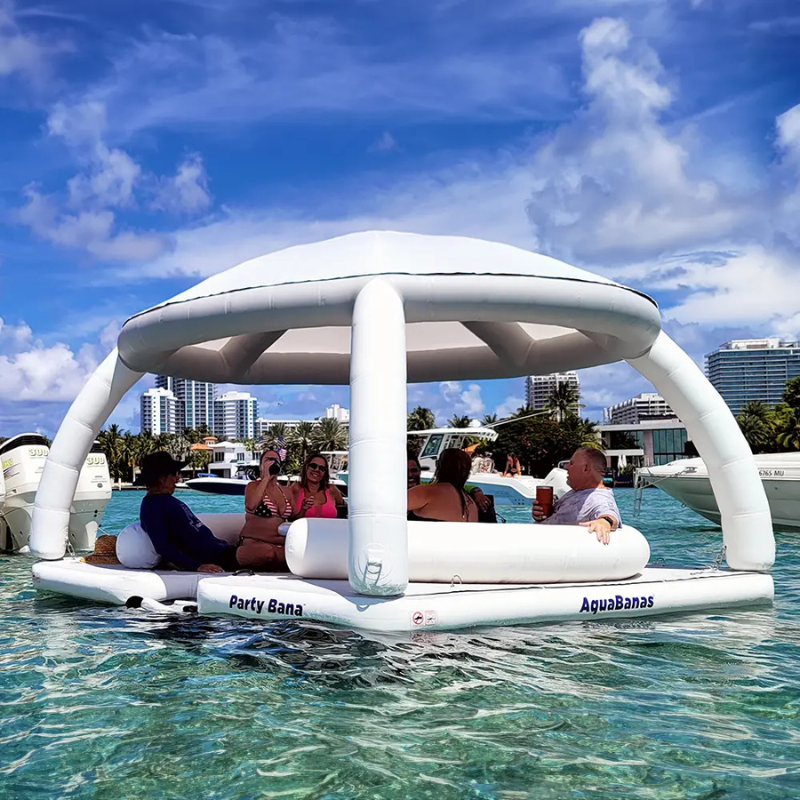 AquaBanas Bana Tent BT120 Inflatable Water Cover on water