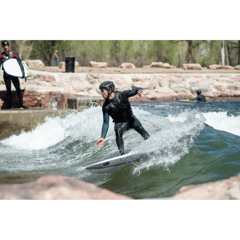 Badfish Full Throttle 4'8" high-performance river surfboard Lifestyle Photo