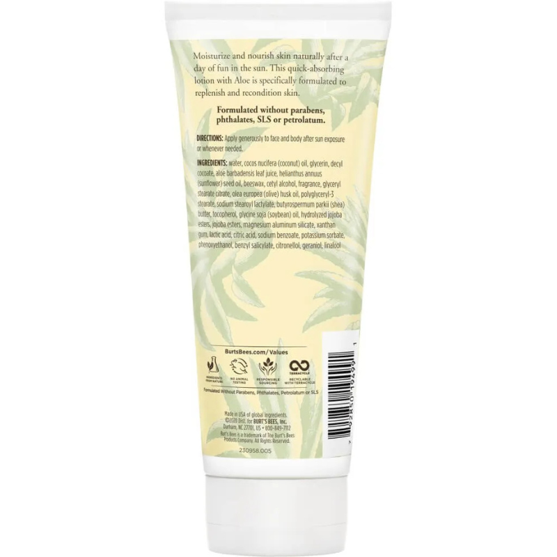 Burt’s Bees 6 oz Aloe & Coconut Oil After Sun Soother Lotion back