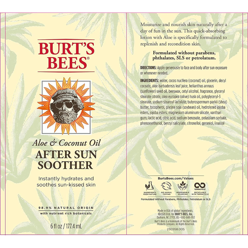 Burt’s Bees 6 oz Aloe & Coconut Oil After Sun Soother