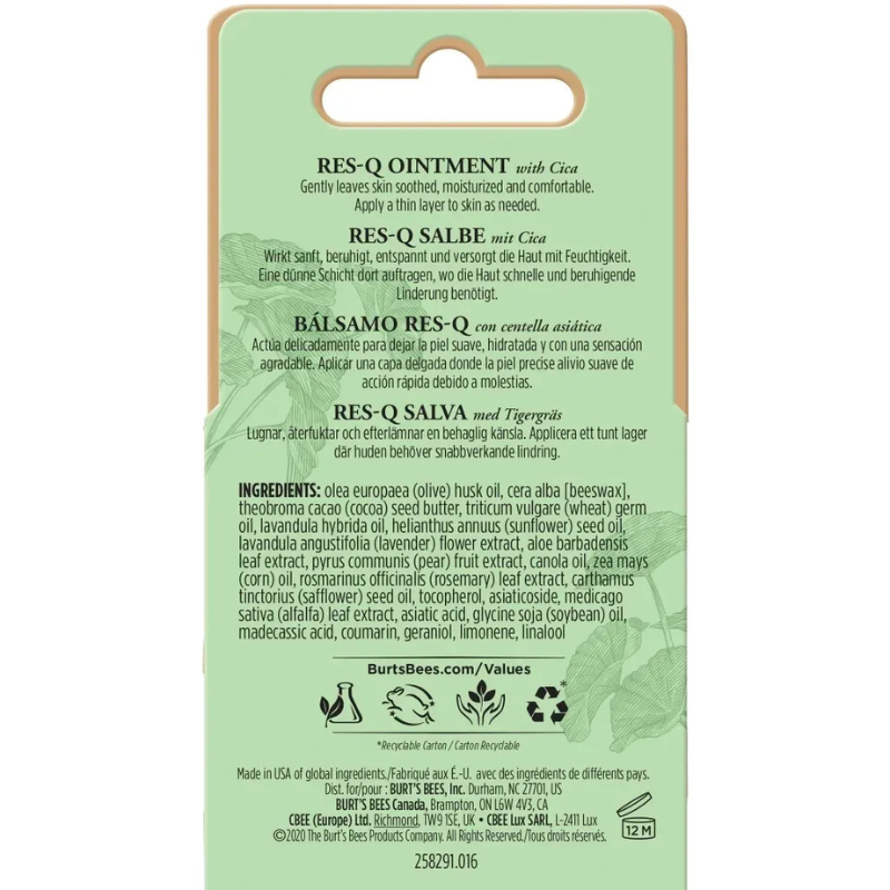 Burt’s Bees Res-Q 0.6 oz Multipurpose moisturizing Ointment Tin back
