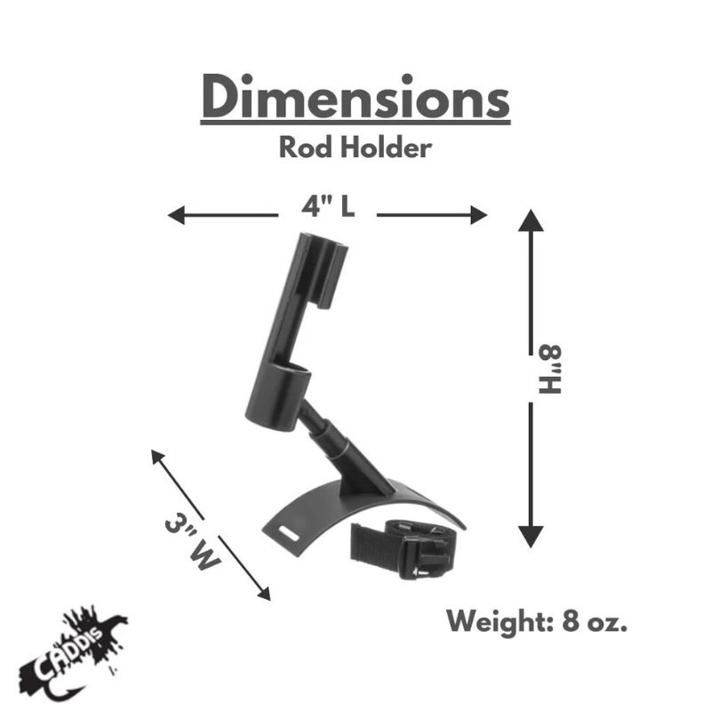 Caddis Sports RH Adjustable Rod Holder for Float Tube Fishing and Angling Dimensions