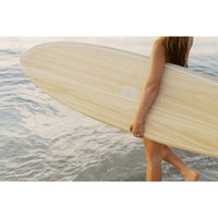 Thumbnail for Closeup view of a Surfboard Trading Co. ANY DAY Mid Length EPS Surfboard – Paulownia Wood Deck