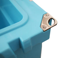 Thumbnail for Close-up of a blue container with a metallic handle on a white background