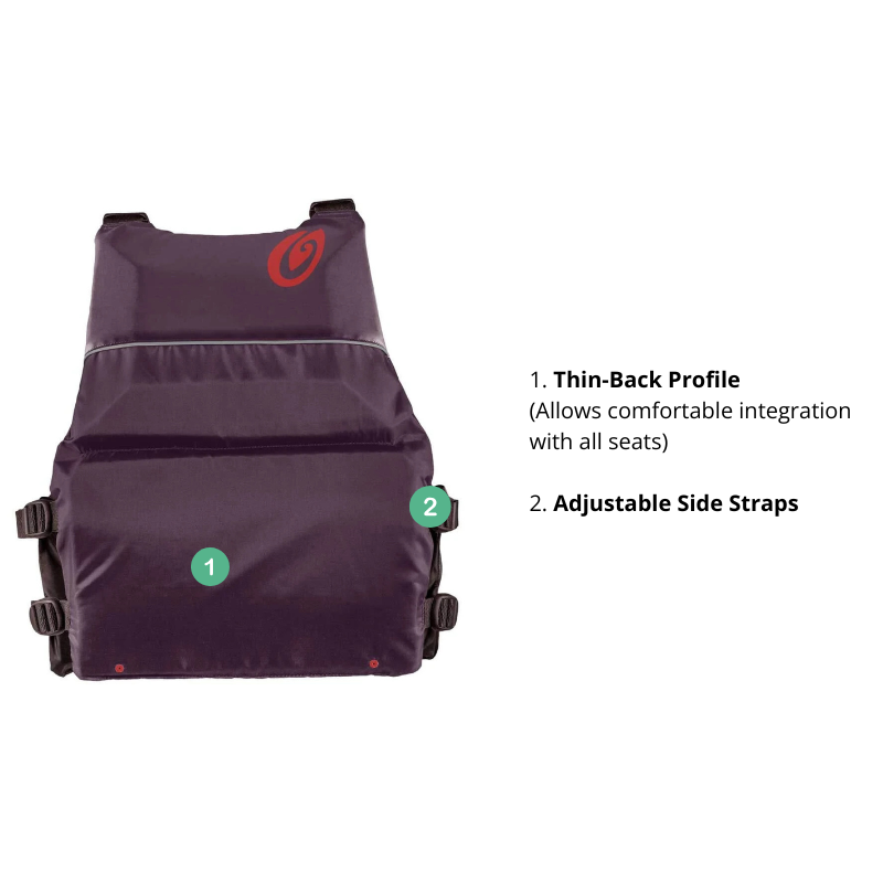 Detailed back view of Old Town Riverstream Unisex Foam Life Jacket - Black/Cherry