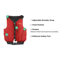 Thumbnail for Detailed front feature Old Town Inlet Jr Kids' Foam Life Jacket – Red
