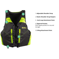 Thumbnail for Detailed front view of Old Town Riverstream Unisex Foam Life Jacket - Black/Neon