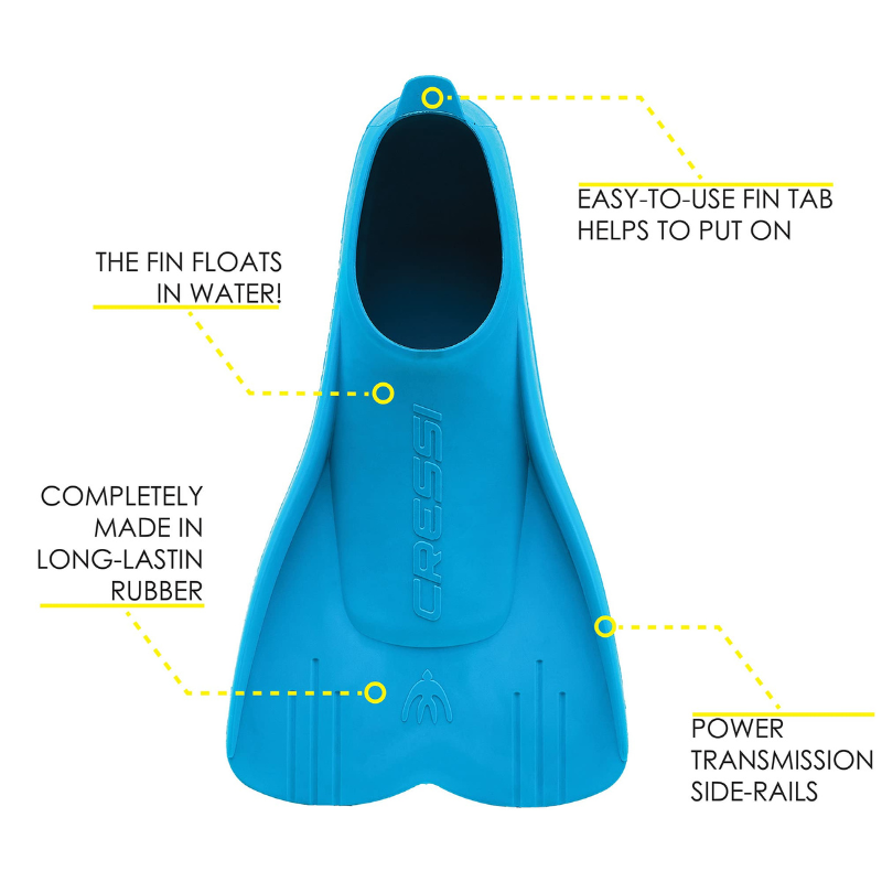 Features of Cressi Mini Light Kids Swimming Fins for Diving And Snorkeling - Azure
