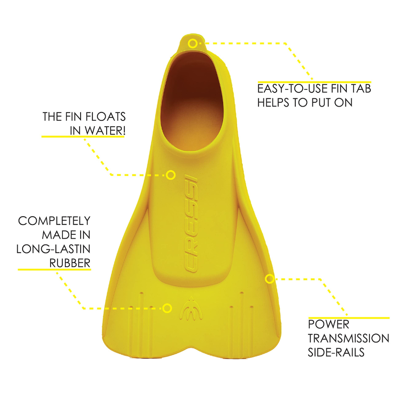 Features of Cressi Mini Light Yellow Kids Swimming Fins for Diving And Snorkeling 