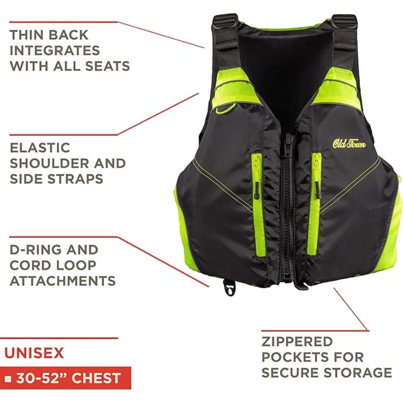Features of Old Town Riverstream Unisex Foam Life Jacket - Black/Neon