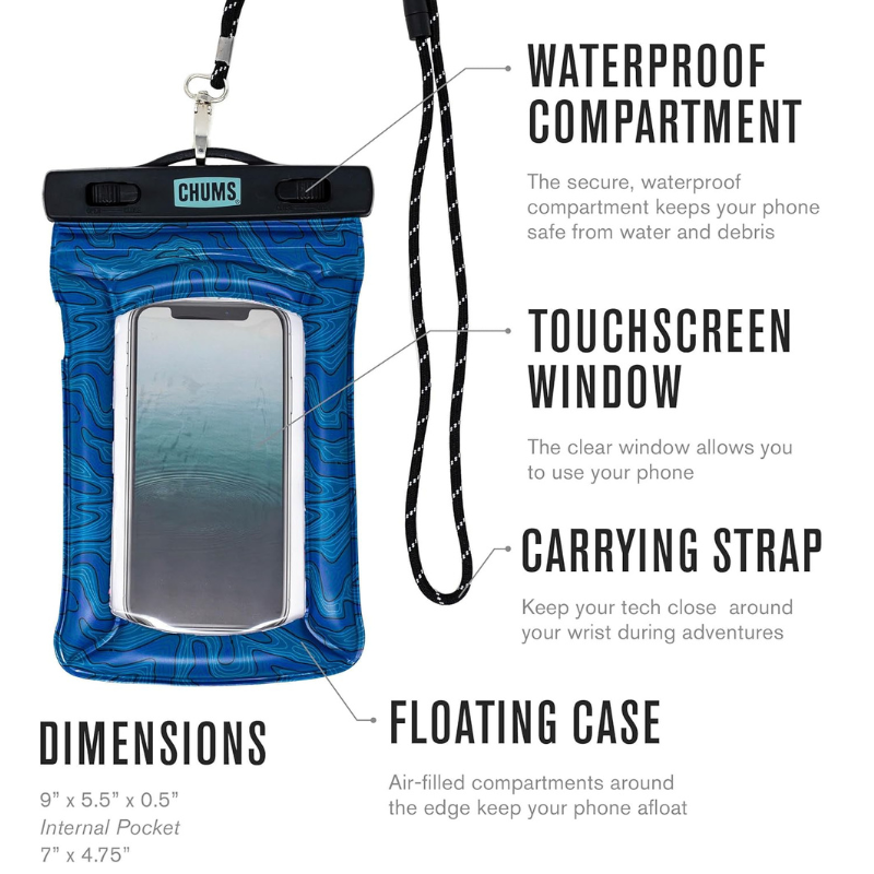 Chums 9" Floating Phone Case with Lanyard - Waterproof