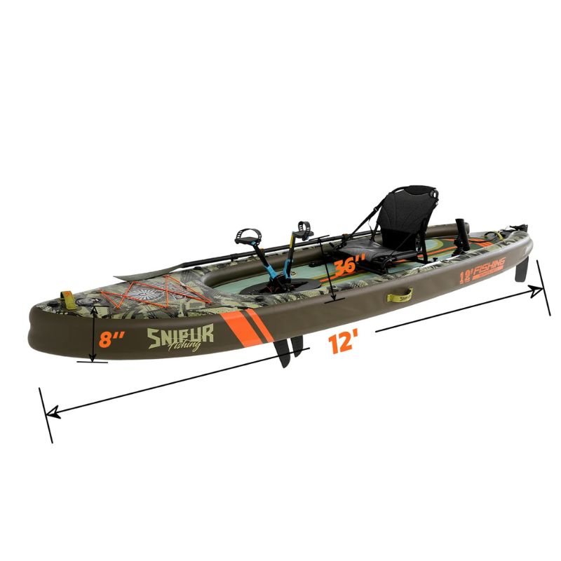 Funwater Malolo Pro 12' Inflatable SUP-Yak Fishing Kayak Dimensions