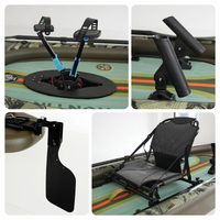 Thumbnail for Funwater Malolo Pro 12' Inflatable SUP-Yak Fishing Kayak Package with Paddle-Drive System Close Up Photos