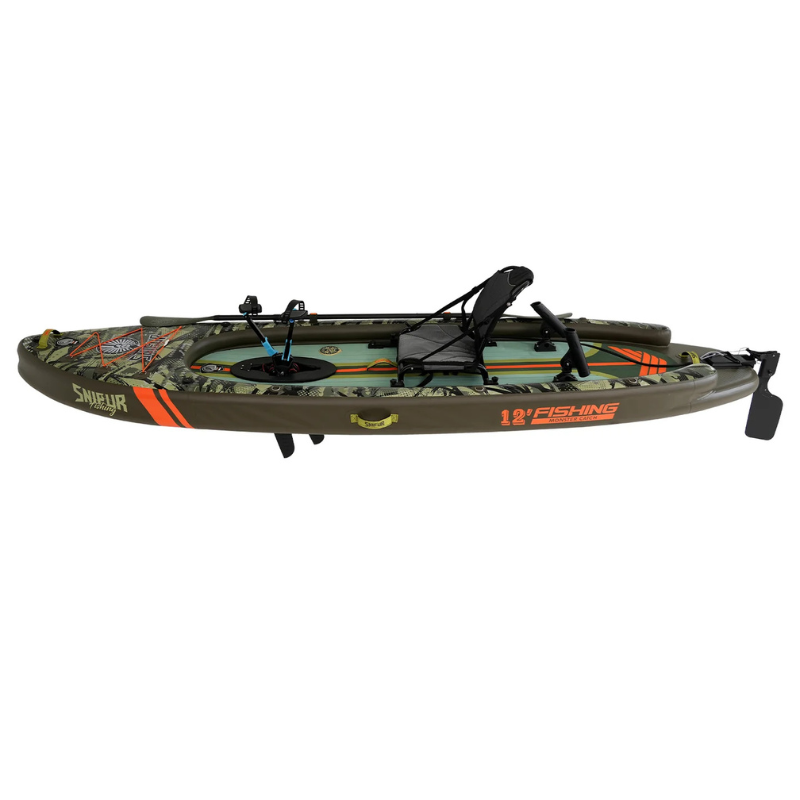 Funwater Malolo Pro 12' Inflatable SUP-Yak Fishing Kayak Package with Paddle-Drive System