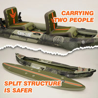 Thumbnail for Funwater Silent North Bonito 12’6” Inflatable Tandem Fishing Kayak inflated and deflated