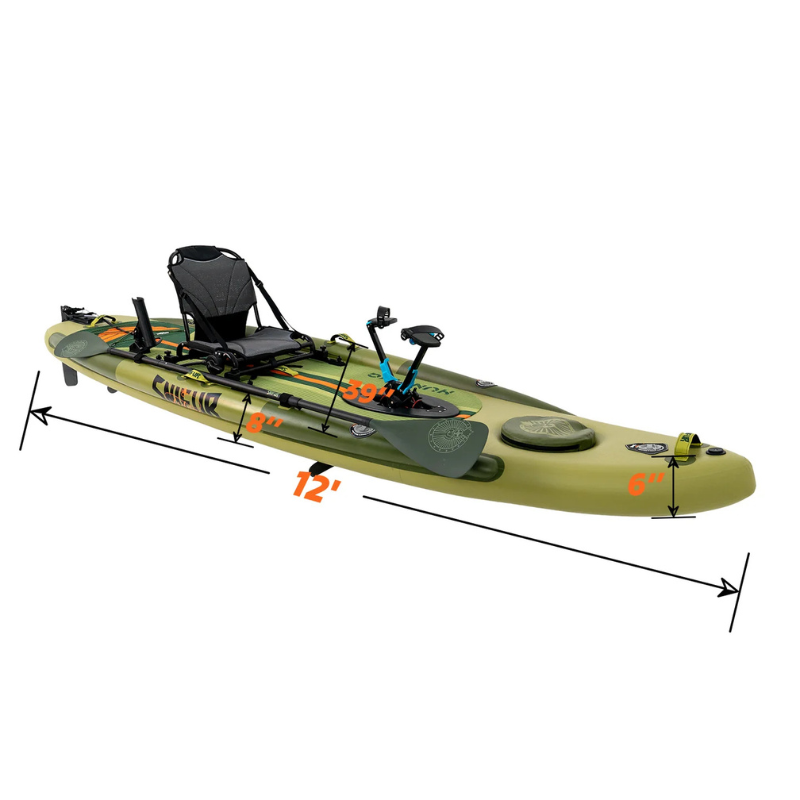 Funwater Trevally 12' Inflatable SUP-Yak Hybrid Fishing Kayak Dimensions