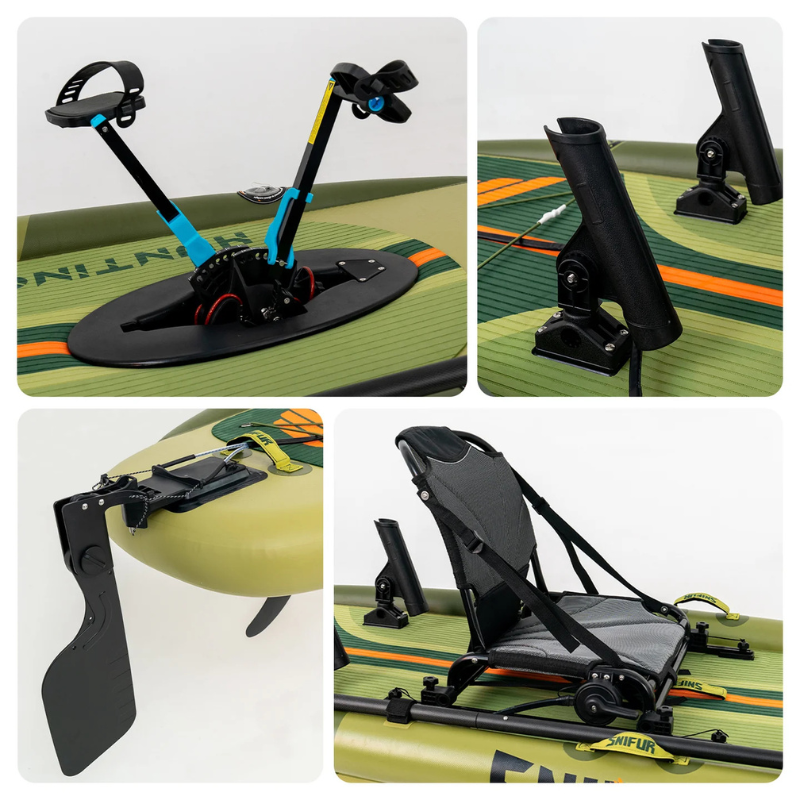 Funwater Trevally 12' Inflatable SUP-Yak Hybrid Fishing Kayak Package with Paddle Drive System Close Up Photos