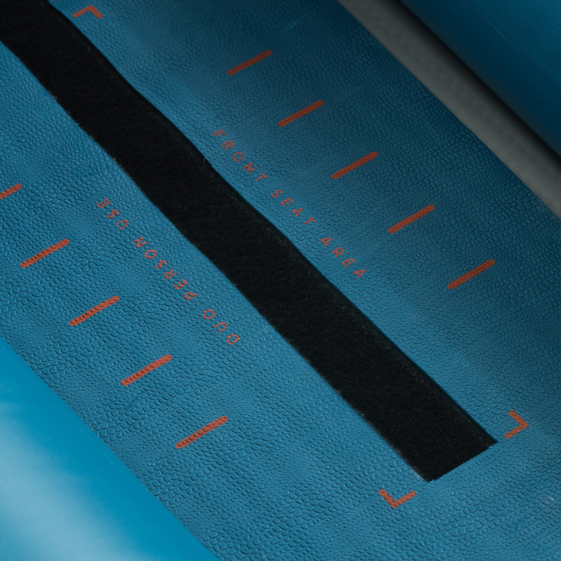 Gama teal inflatable Kayak inside closeup