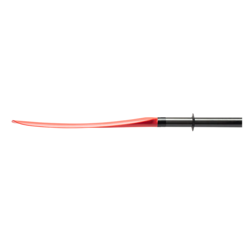 Horizontal View of the right blade of Sting Ray Hybrid 2-Piece Posi-Lok Kayak Paddle Red