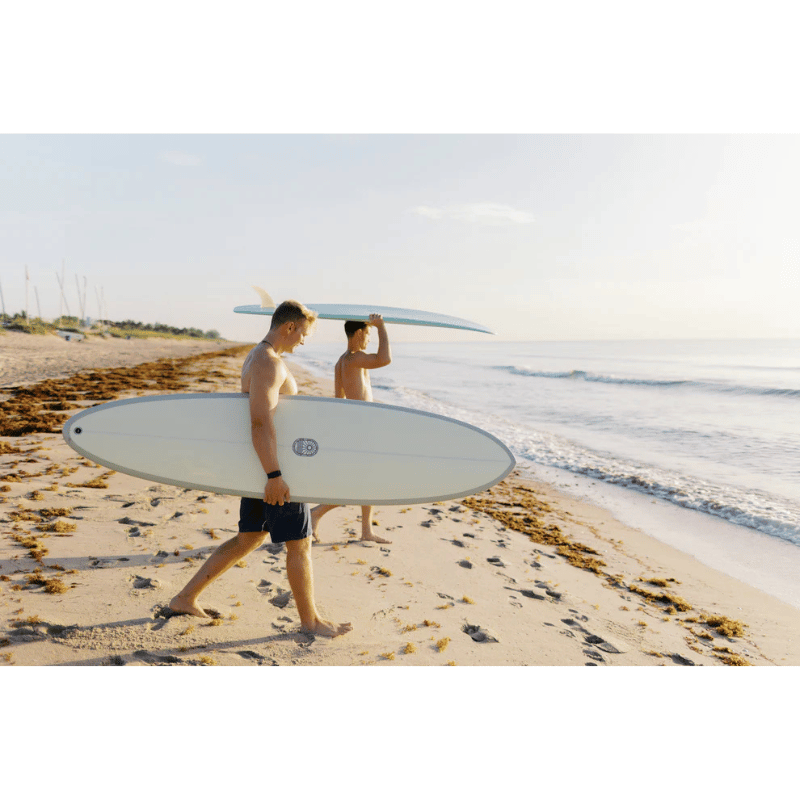 Lifestyle Photo of Surfboard Trading Co. ANY DAY Mid Length EPS Surfboard – Cutlap Funboard
