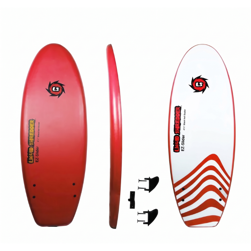 Liquid Shredder Blackball Beater 4'11" Soft-Top Surfboard – Red (EZ-Slider)