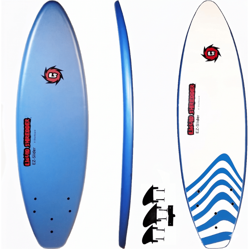 Liquid Shredder Ray Zor 6' EZ-Slider Soft Top Foam Surfboard with Slick Bottom - Blue