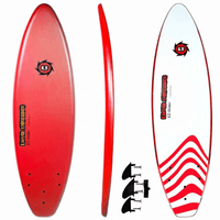 Thumbnail for Liquid Shredder Ray Zor 6' EZ-Slider Soft Top Foam Surfboard with Slick Bottom - Red