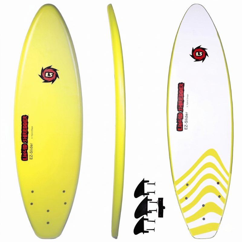 Liquid Shredder Ray Zor 6' EZ-Slider Soft Top Foam Surfboard with Slick Bottom - Yellow