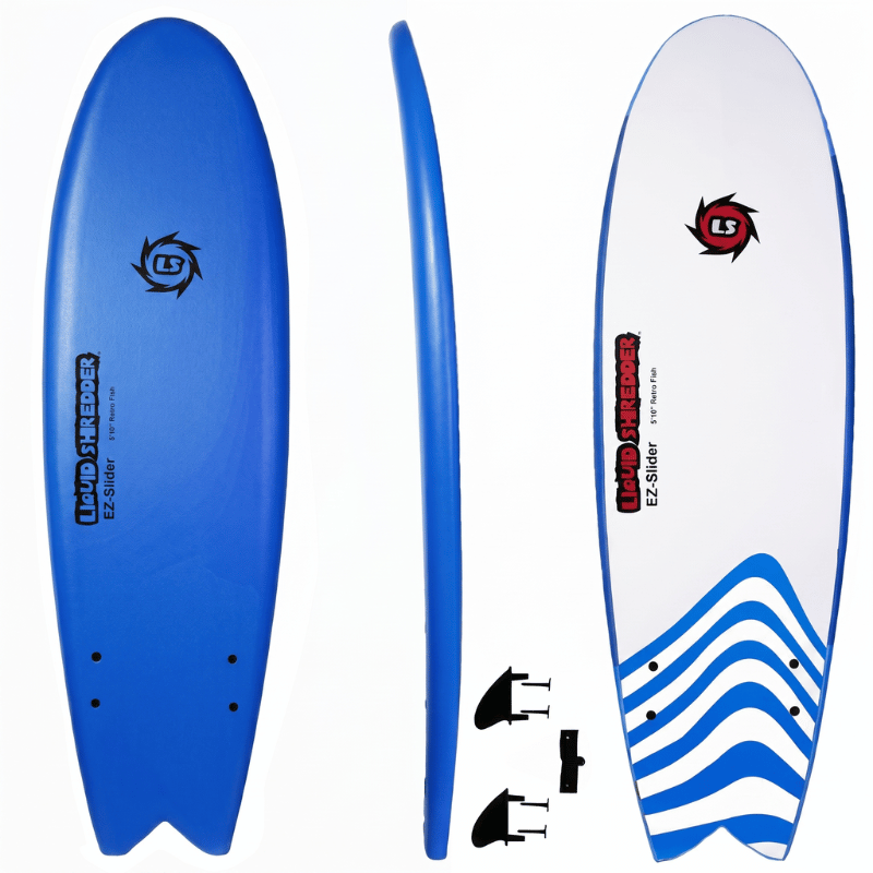Liquid Shredder Retro Fish 5'10" EZ-Slider Foam Surfboard (Soft-Top) - Blue