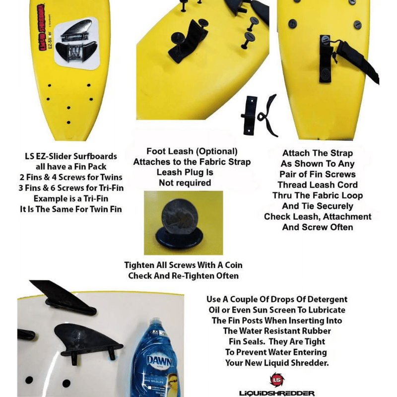 Liquid Shredder Retro Fish 5'10" EZ-Slider Foam Surfboard (Soft-Top) Features